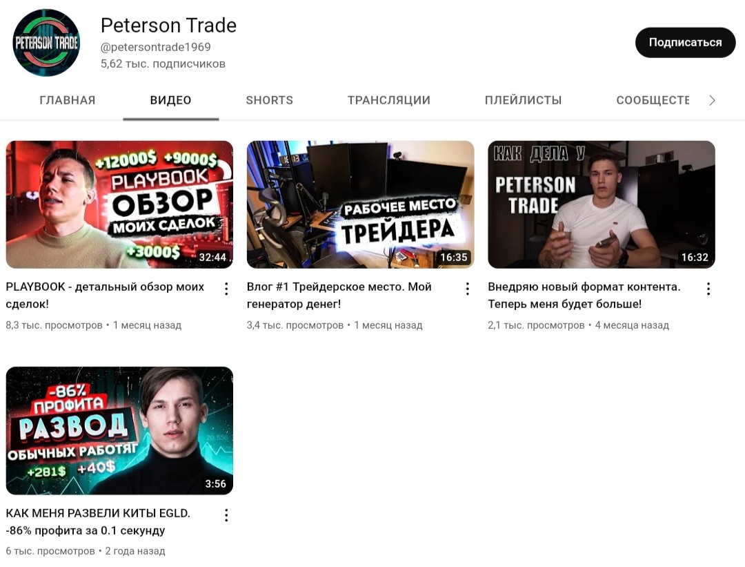 Peterson Trade ютуб канал