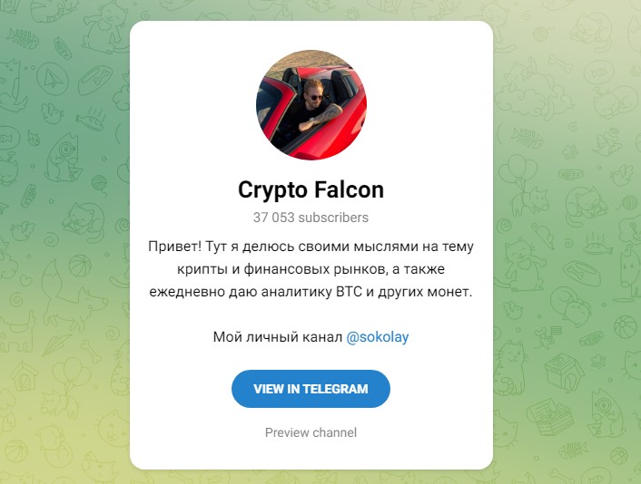 Телеграм канал Alex Crypto Falcon Александр Соколовский