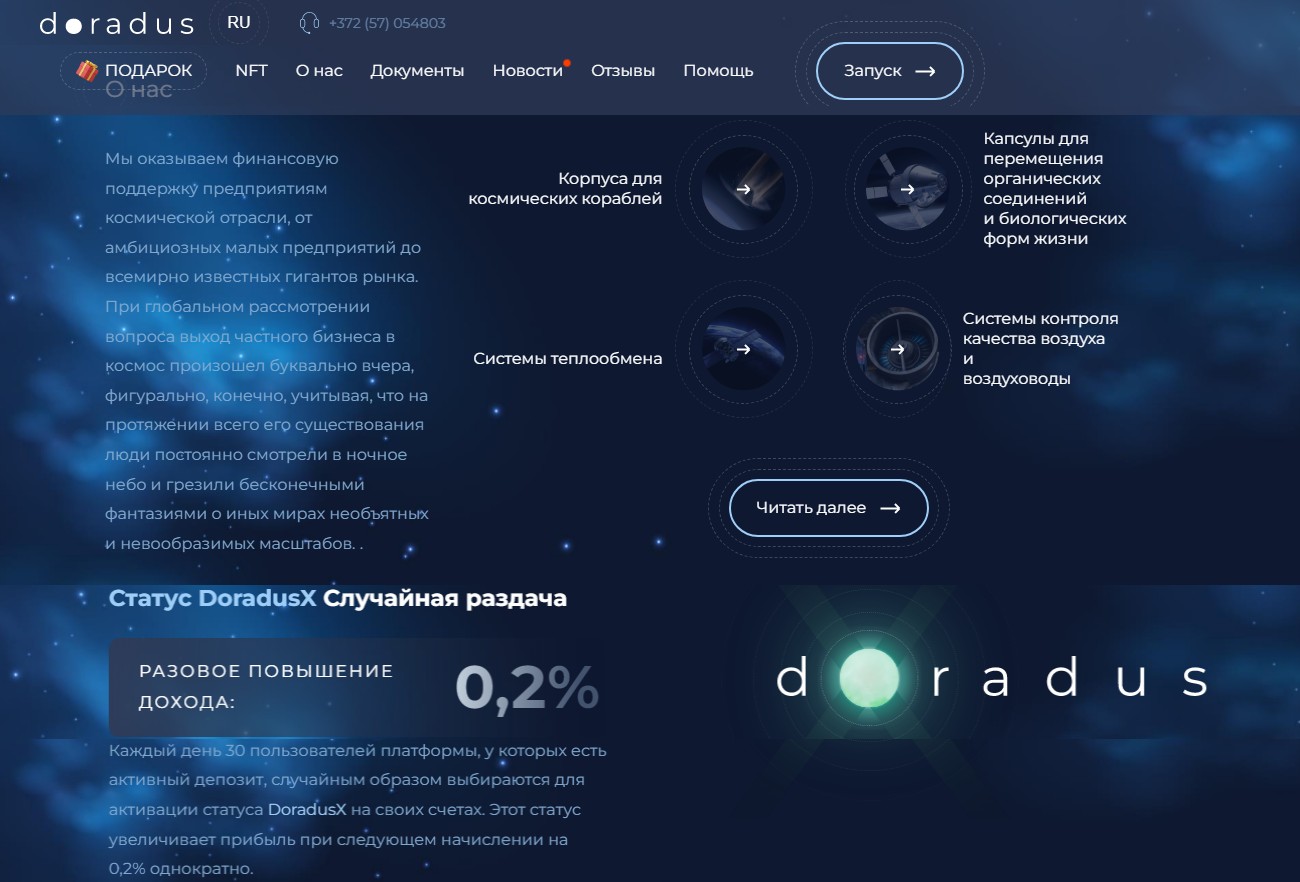 Обзор сайта DORADUS