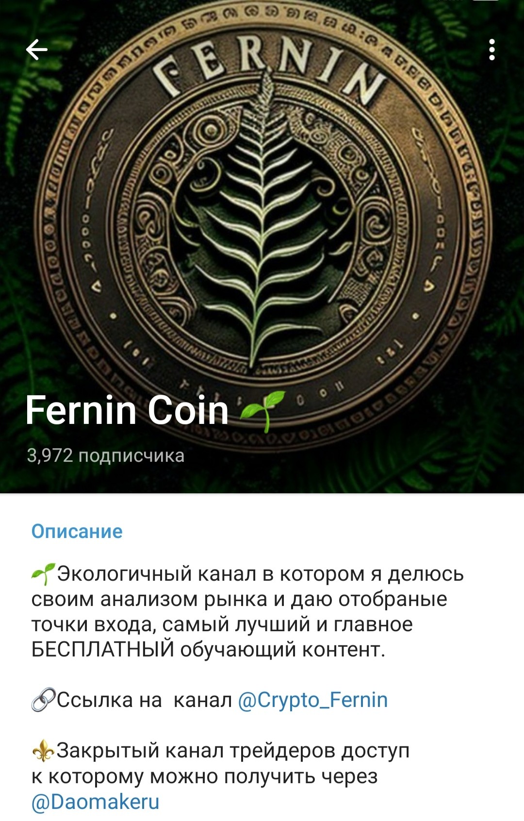 Телеграм канал Fernin Coin