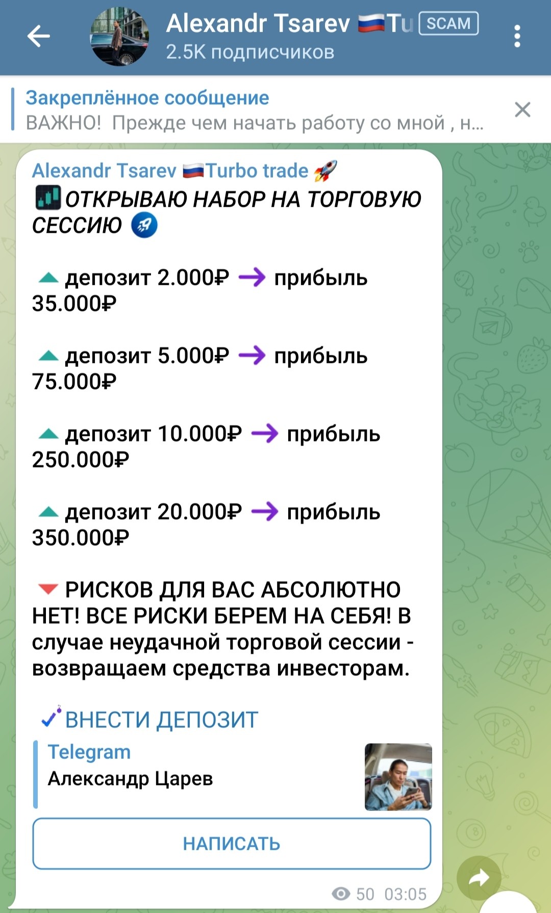 Телеграм Alexandr Tsarev обзор канала