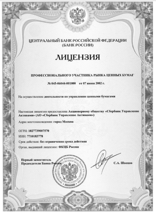 Фонд акций Добрыня Никитич от Сбербанка - лицензия