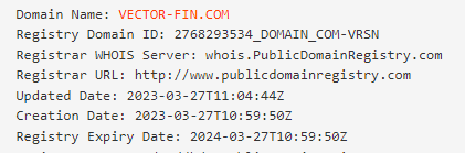 Проверка домена сайта Vector Fin Net