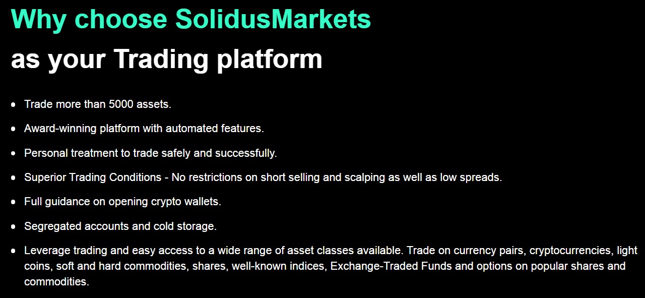 Преимущества проекта Solidus Markets